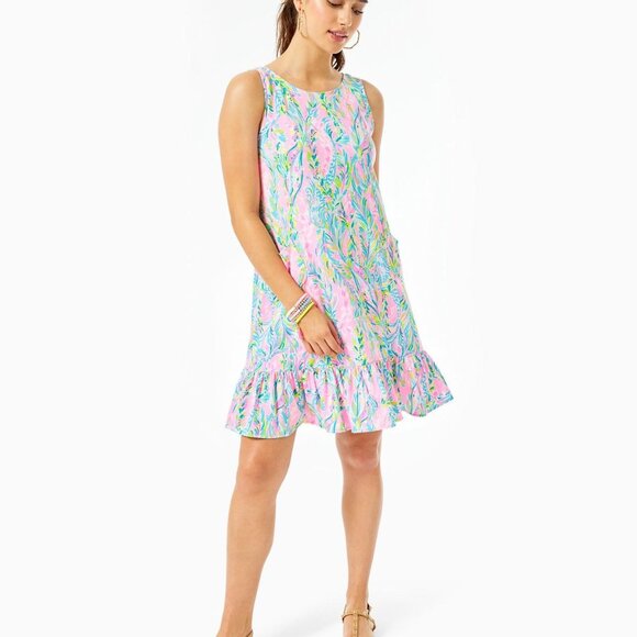 *Lilly Pulitzer Kristen Ruffle Flounce Shift Dress in Unicorn of the Sea Size S - Picture 14 of 16